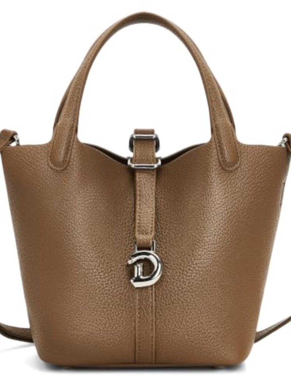 Vegan Leather Bucket Bag Slouchy Shoulder Purse 3-Way Carry Crossbody